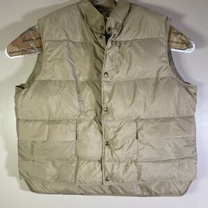 Vintage LL Bean Freeport Maine Goose Down Puffer Vest Men's 2XL Tan Insulated